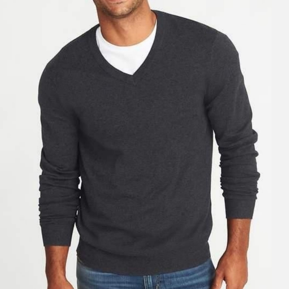 Old Navy Charcoal Gray V-Neck Knit Sweater